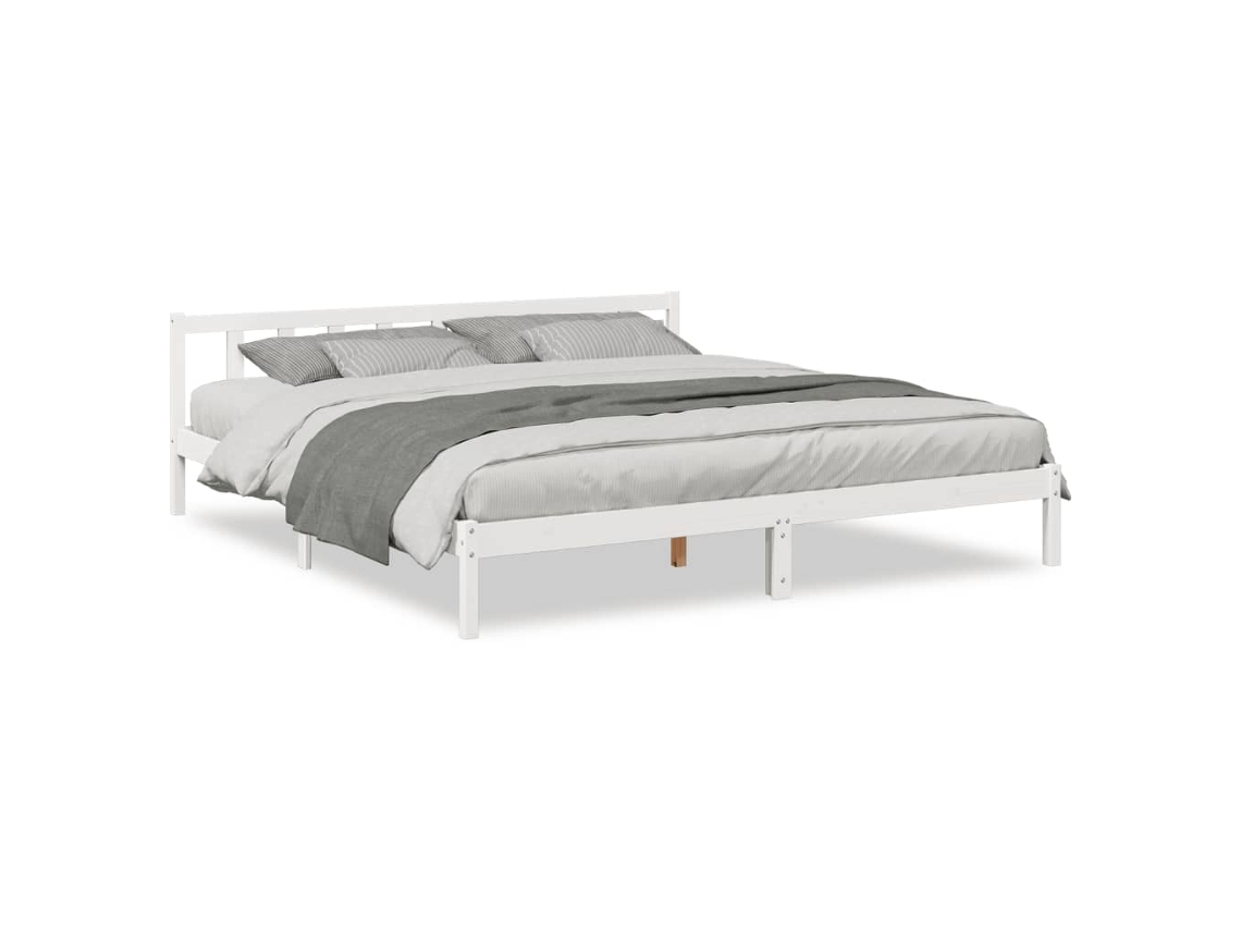 Cama Extra Longa Sem Colchão MAISON EXCLUSIVE Pinho Maciço Branco 180x210 cm