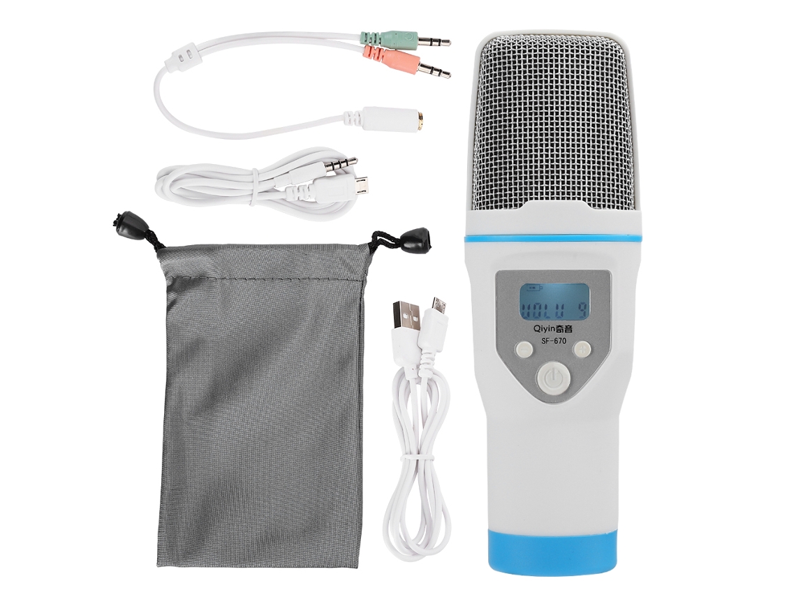 Aetheria microfone Profissional Karaoke Móvel Alto falante Player Gravador para Celular e Computador Branco