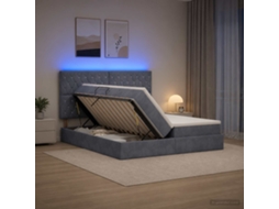 Vidaxl Cama De Armazenamento Led Com Colchão Cinzento-escuro