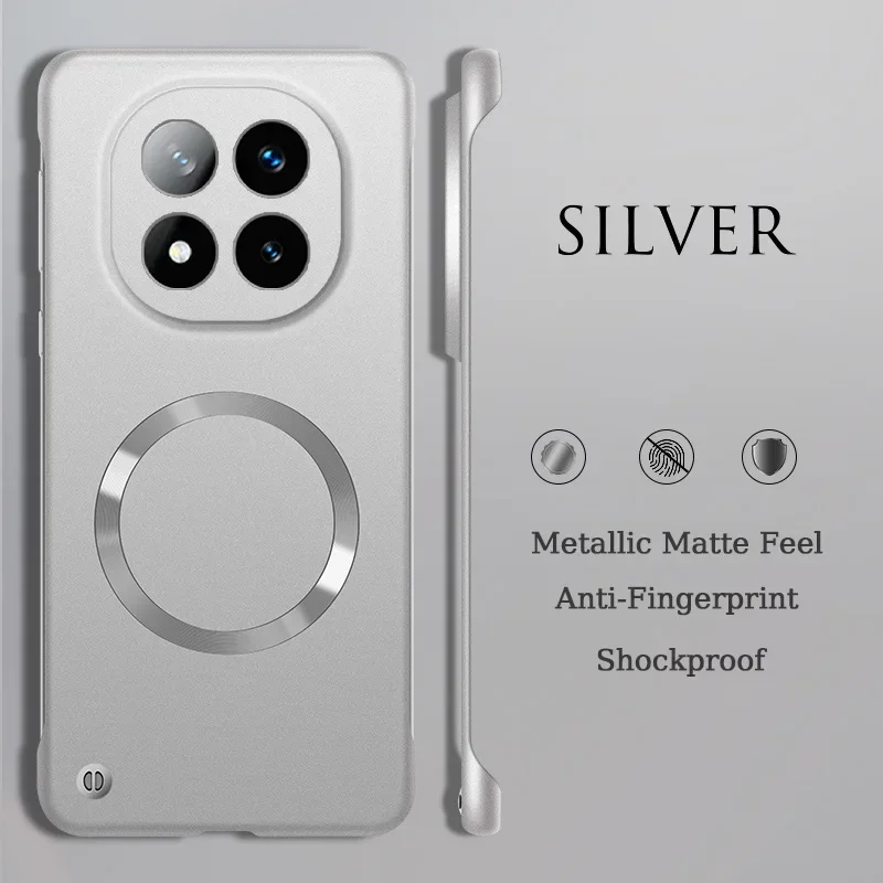 (prateado, Redmi Note 14 Pro) Capa Protetora Magnética Ultrafina E Luxuosa, Sem Moldura De Metal, Com Super Proteção Contra Impactos.