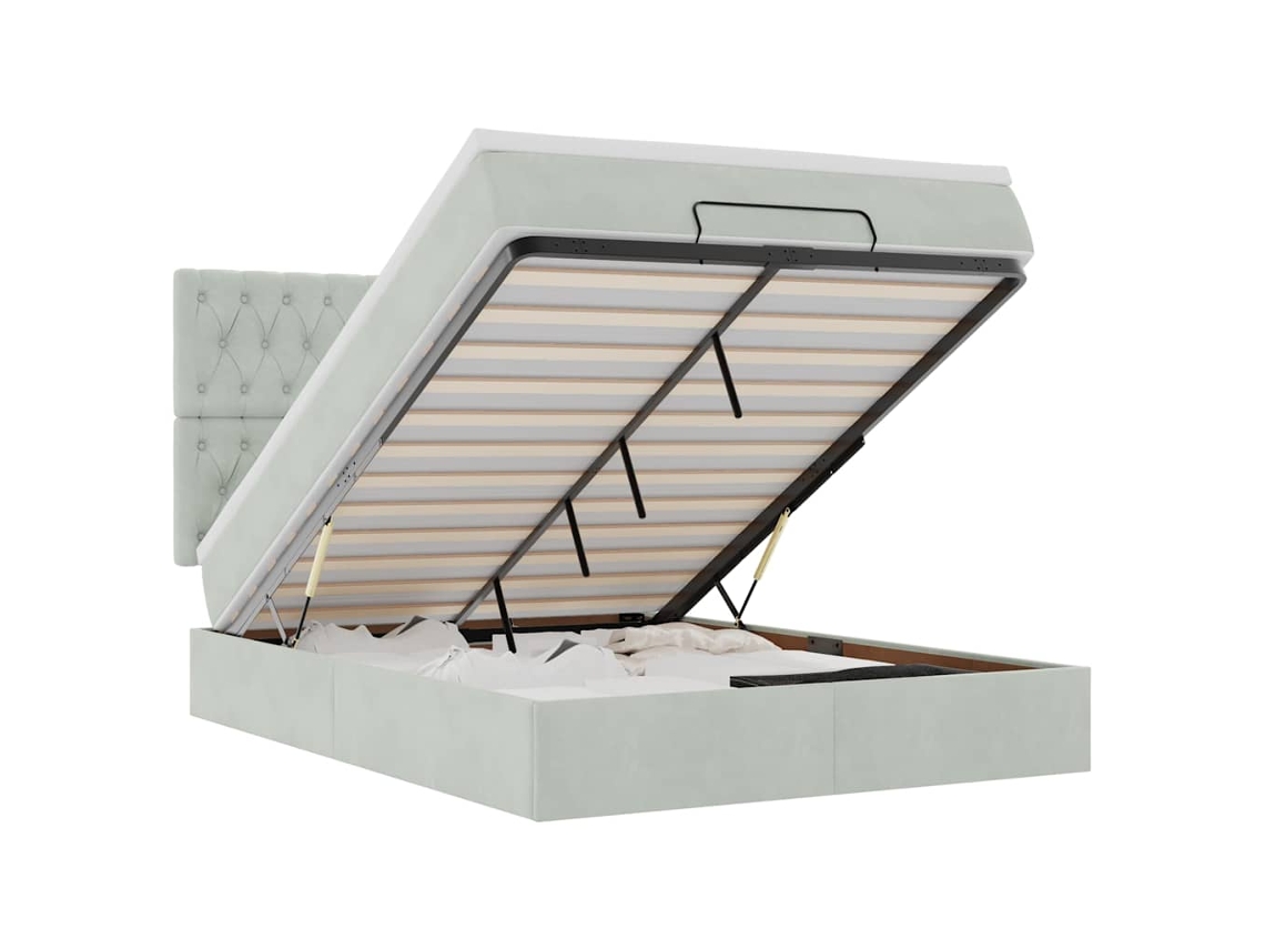 Ottoman Bed, Ottoman Beds Vidaxl Cinzeto Veludo (140 X 200 Cm)