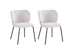 Sillas Tapizadas Con Respaldo Curvo Beliani Calera De Tela Blanco 56x60x78