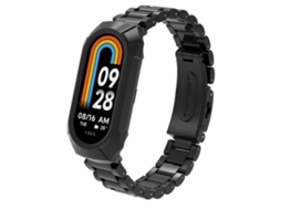Bracelete Para Xiaomi Smart Band 9/9 Nfc/8/8 Nfc - Plástico Três Contas Integradas Preta