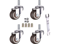 Conjunto De 4 Rodízios Giratórios Para Móveis M6 X 15 Mm Com Rosca De 32 Mm Em Borracha Macia Tpe. Aquaforge