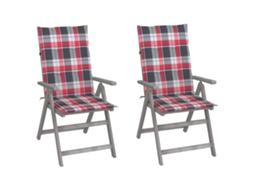 Vidaxl Cadeiras Jardim Reclináveis C/ Almofadões 2 Pcs Acácia Maciça