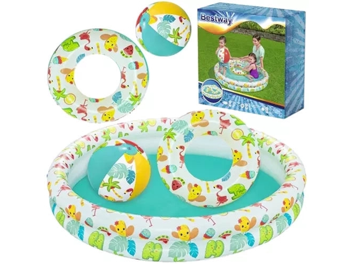 Piscina Inflável 122x20 cm com Boia de 46 cm e Bola de 27 cm AQUAFORGE