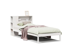 Cama com Estante Pinho Maciço Branco MAISON EXCLUSIVE (75x190 cm)