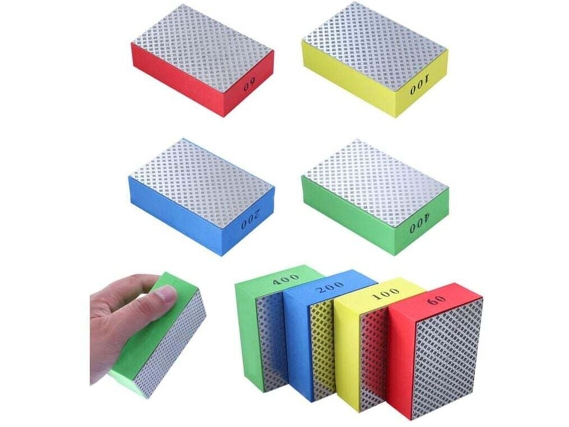 Discos De Polimento Diamantados Para Lixar Pedra, Cerâmica, Azulejos E Vidro, 4 Granulações 60, 100, 200 400 Deb Aquaforge (lado Prateado)