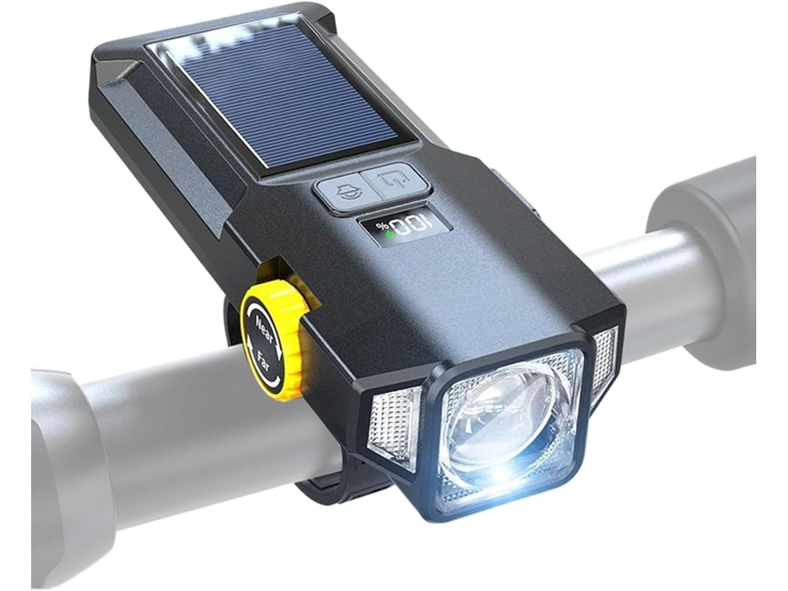 Farol De Bicicleta Solar Recarregável Alto Brilho