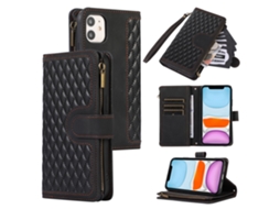 Capa Para Iphone 11 Pele Sintética Com Porta-cartões Preto