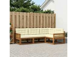 Vidaxl Conjunto De Sofás Para Exterior 4 Unid. Natural E Creme
