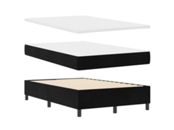 Conjunto 1 Cama Box Vidaxl Preto Veludo (190 X 120 Cm)