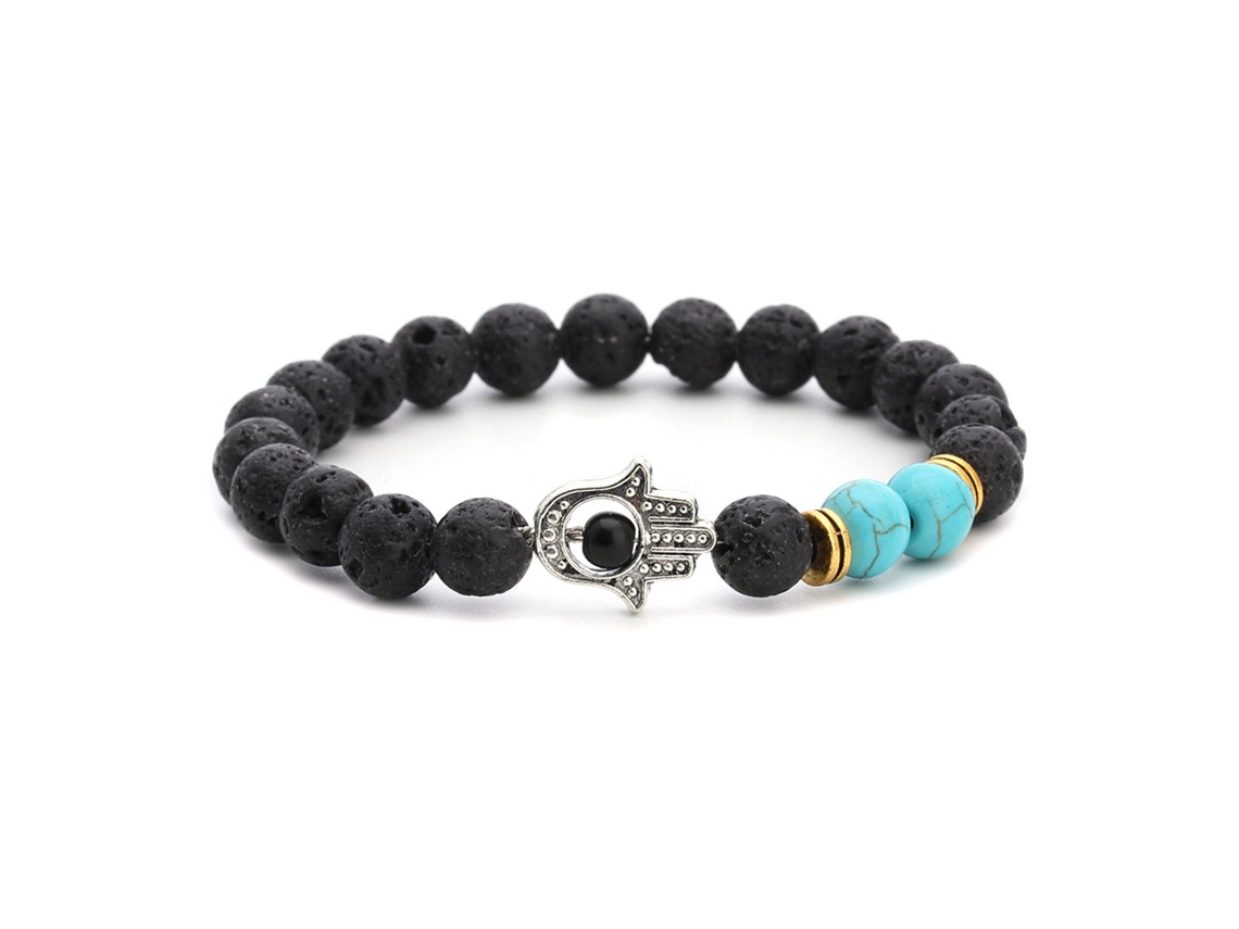 Pulseira De Pedra Com Pingente Olho E Cadeia Fashion