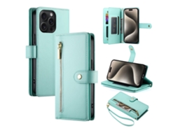 Capa Para Iphone 15 Pro Max Pele Sintética Verde
