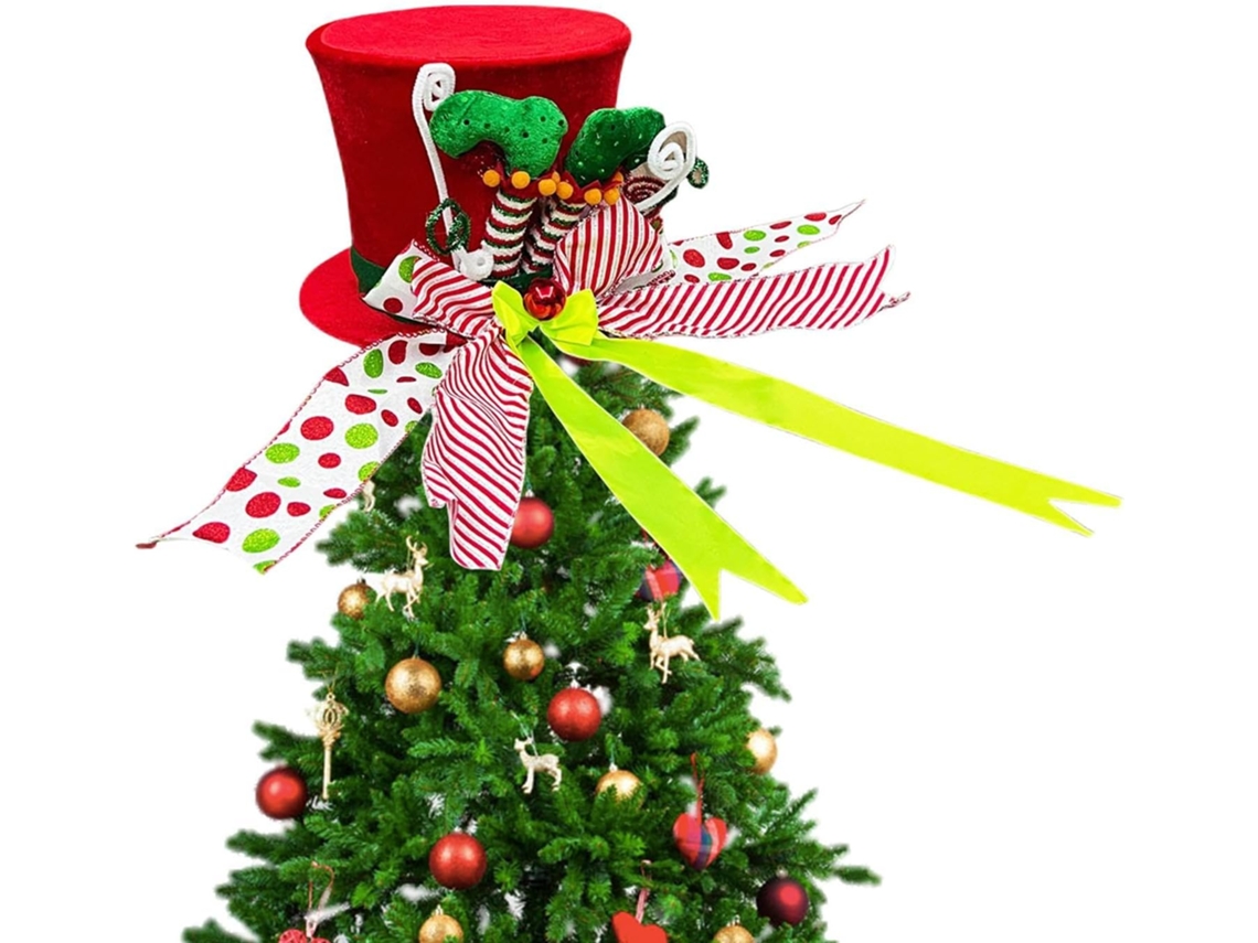 Chapéu Para Ponteira De Árvore De Natal | Enfeites Festivos Para O Topo Da Árvore || Decorações Para Lareira |