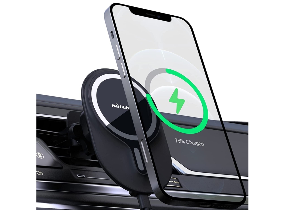 Carregador Carro Sem Montagem Magsafe Braçadeira Ventilação Segura YIZHOOD Magnética Preto