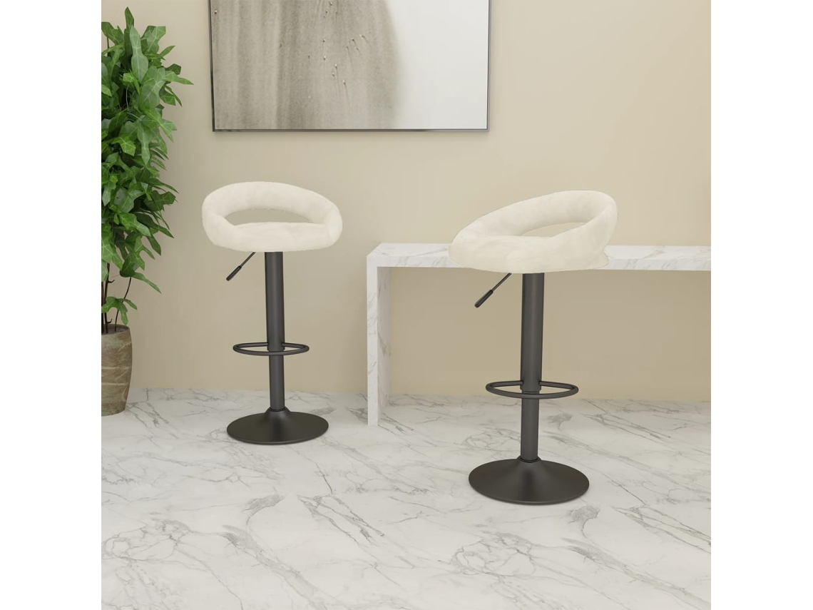 Vidaxl Bancos De Bar 2 Pcs Veludo Creme