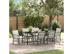 Vidaxl Conjunto De Jantar Para Jardim 7 Unid. Preto Vime Pe