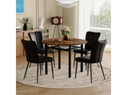 Conjunto Mesa Redonda 100cm Madeira 4 Cadeiras Pu Preta
