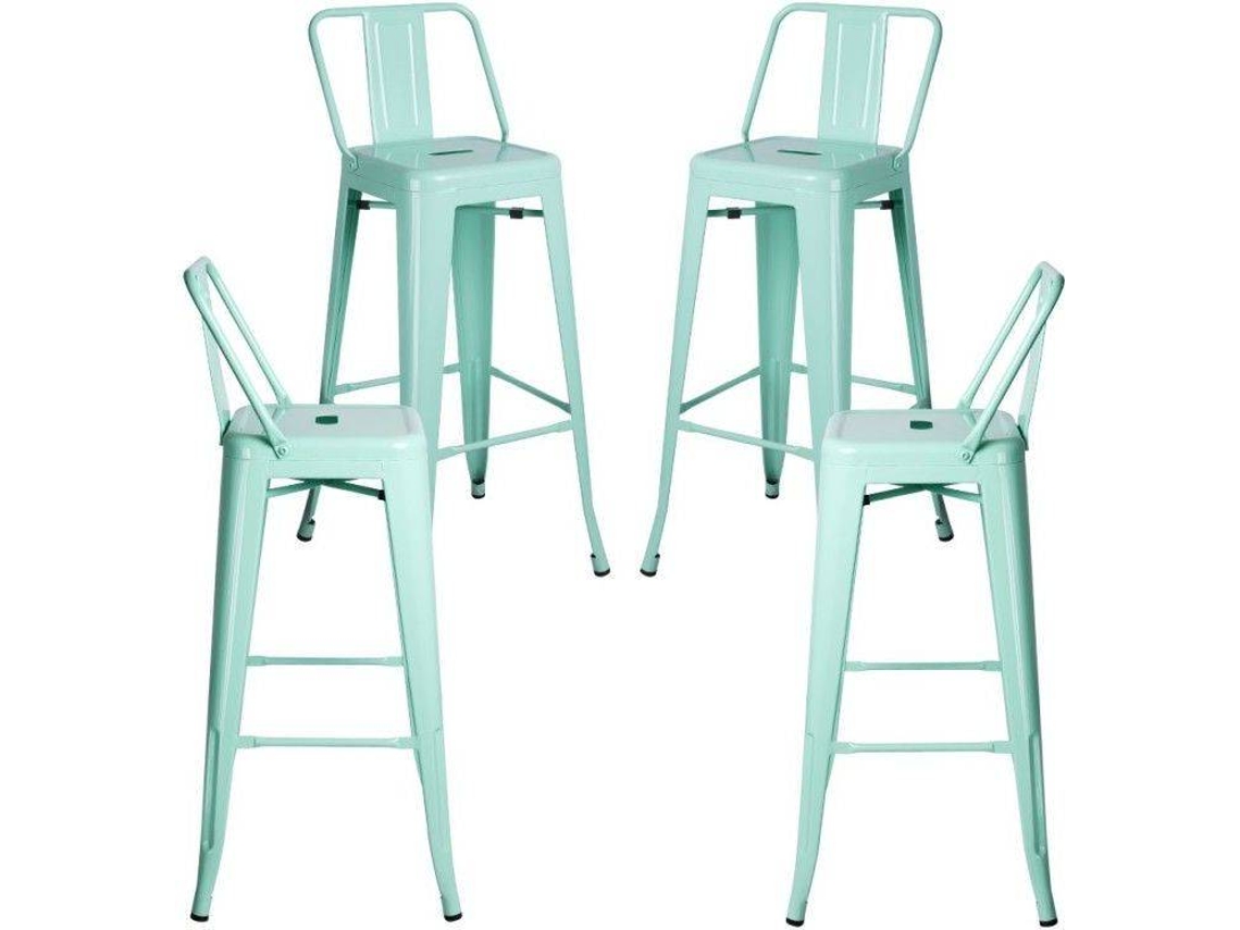 Pack 4 Bancos Torix Encosto 100 Cm - Verde Hortelã