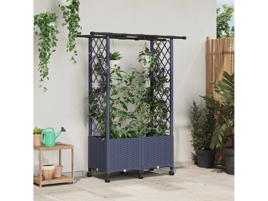 Vidaxl Cama Elevada Com Treliça E Telhado Cinzento 124,5 X 40 X 142 Cm