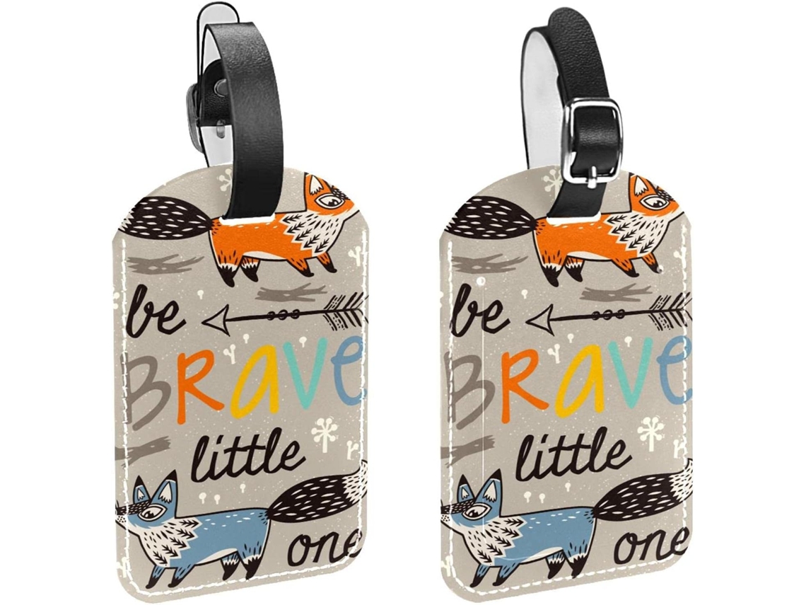 Conjunto De 2 Etiquetas Viagem E Bagagem Masculinas Be Brave Fox Em Poliuretano
