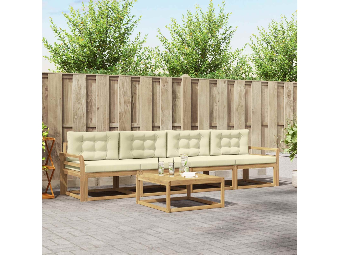 Vidaxl Conjunto De Sofás Para Exterior 4 Unid. Branco E Creme