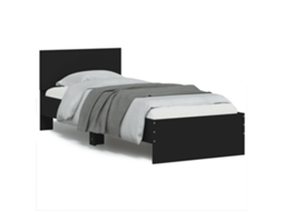Vidaxl Estrutura De Cama Com Cabeceira E Luzes Led 75x190 Cm Preto