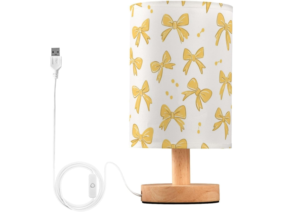 Abajur De Cabeceira Kcldeci With Laços Amarelos Para Quarto, Fazenda Style, Mesa De Cabeceira, Luminária De Mesa Para