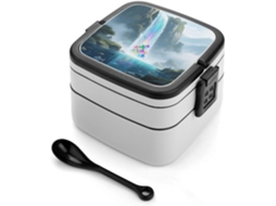 Marmita Bento Magic Waterfall De Camada Dupla Para Adultos Com Colher E Alça, À Prova De Vazamentos, Marmita Empilhável