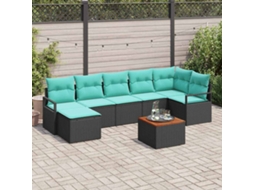 Vidaxl Conjunto De Sofá De Jardim 8 Unid. Preto Vime Pe
