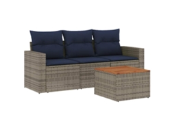 Conjunto de 4 Sofás P/ Jardim C/ Almofadões Vime Pe Cinzento MAISON EXCLUSIVE (4 pcs)