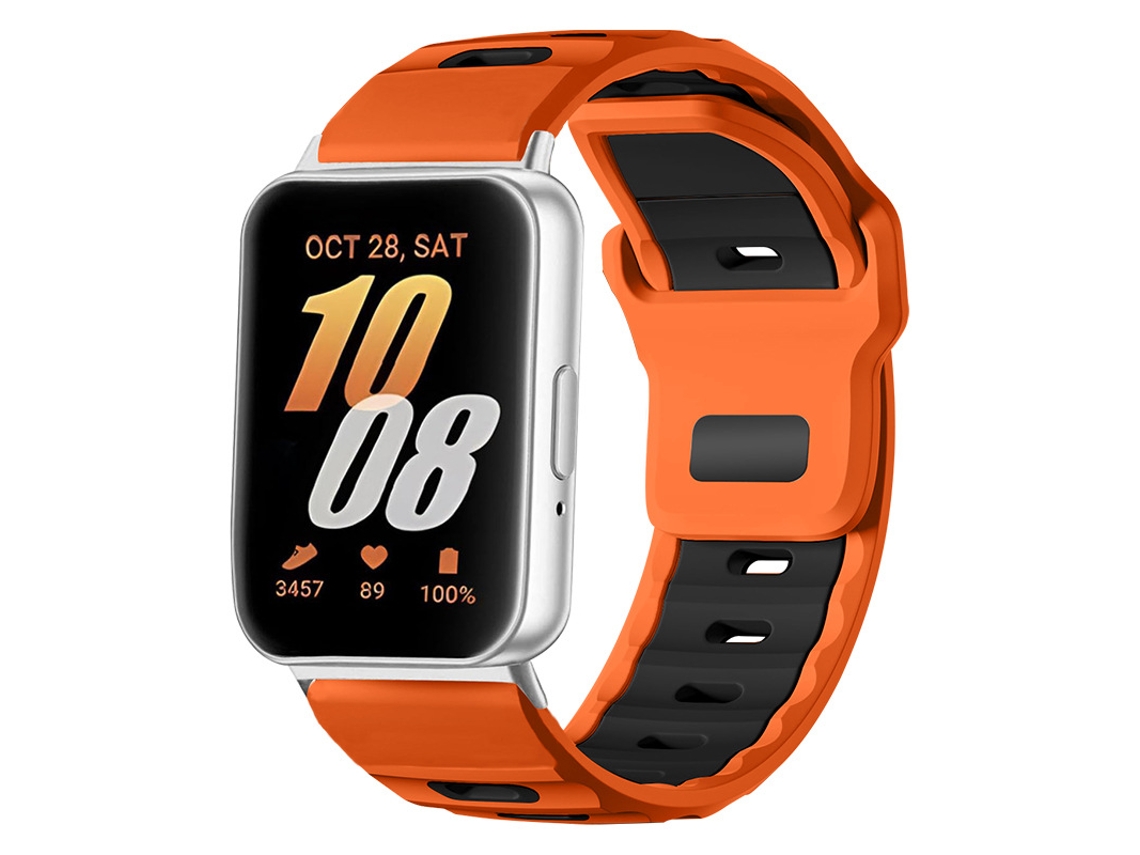 Pulseira Desportiva Em Silicone Para Samsung Galaxy Fit 3, Pulseira De Substituição Perfurada E Respirável Em Dois Tons Laranja Panoona