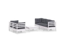 Conjunto de 6 Lounge de Jardim com Almofadões Antracite Pinho MAISON EXCLUSIVE