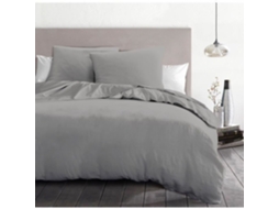 Conjunto de capa de edredom de microfibra de 3 peças, 82 g/m², 220 x 240 cm, cinza claro, Home Linge Passion