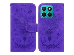 Capa De Couro Com Relevo De Borboleta Rosa Para Honor X8c 4g