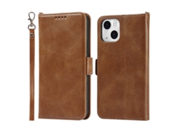 Capa Para Iphone 14 Pele Sintética Anti-choque Magnética Castanho