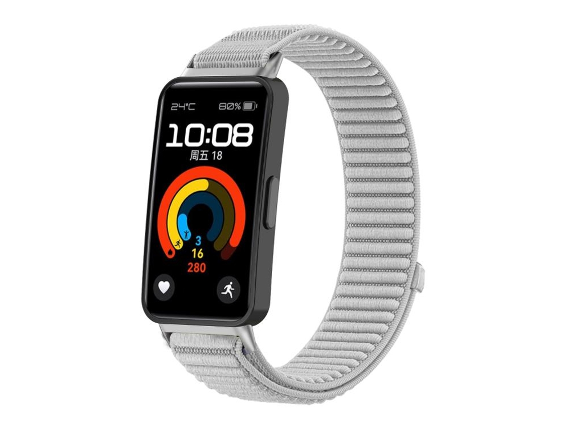 Bracelete para Huawei Band 10 / 9 / 8 Nylon Trançado Fecho de Velcro Interface Metálica Cinza XIAOMOYU