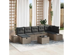 Vidaxl Conjunto De Sofás Com Almofada 7 Pcs Vime Pe