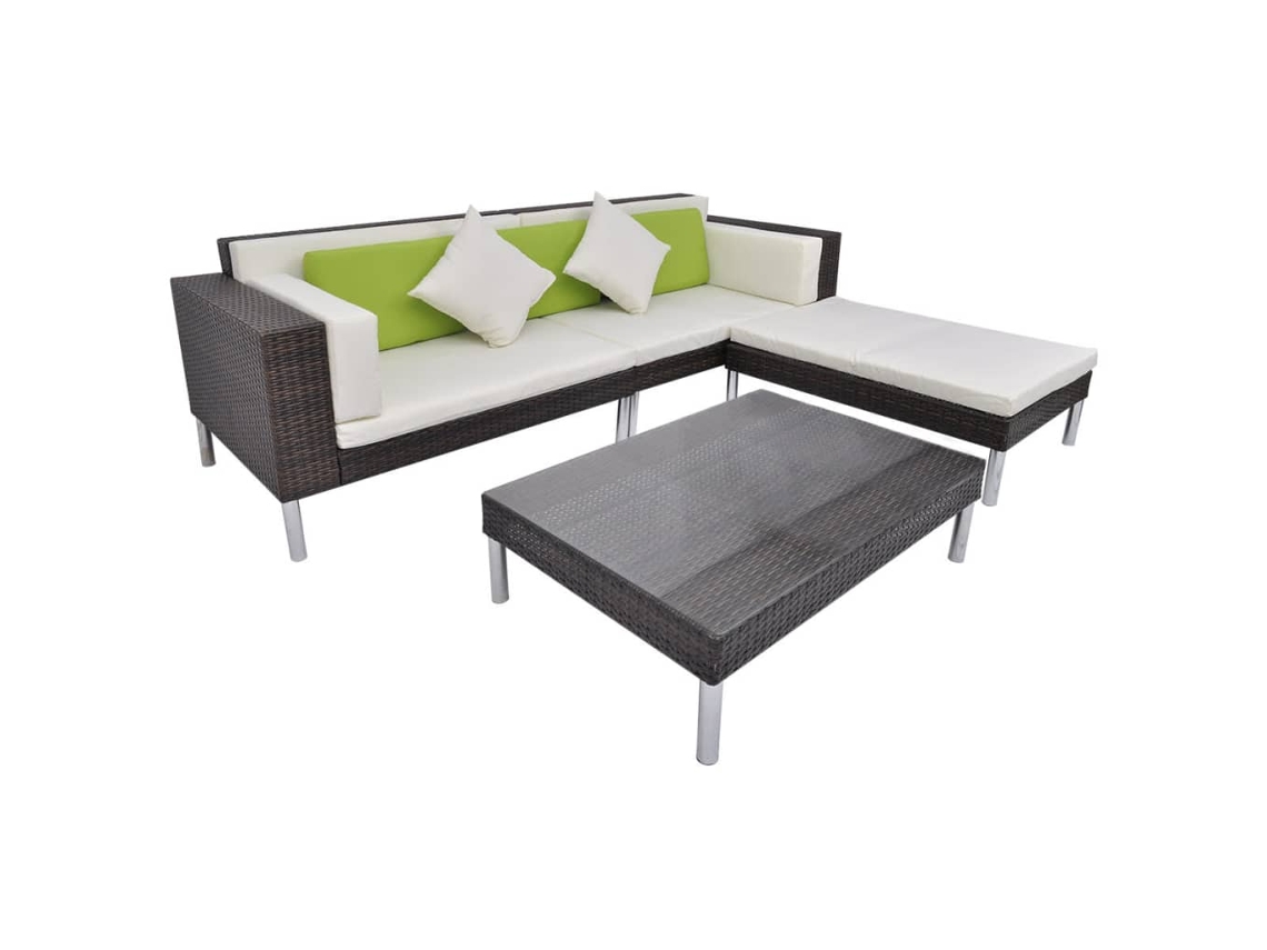 Maison Exclusive - 4 Pcs Conjunto Lounge Jardim C/ Almofadões Vime Pe Castanho