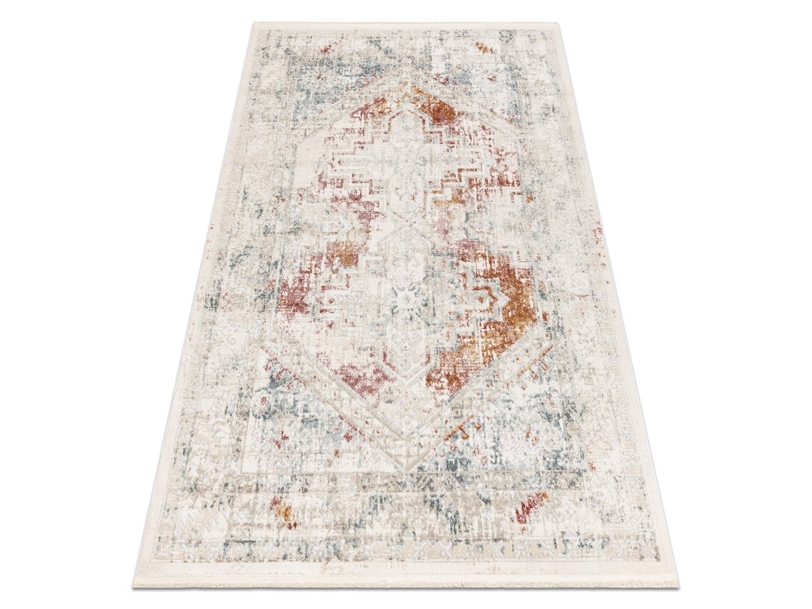 Distin 0100B Rosa Pó Branco Tapete Moderno Ornamento Vintage Franjas DYWANY LUSZCZOW