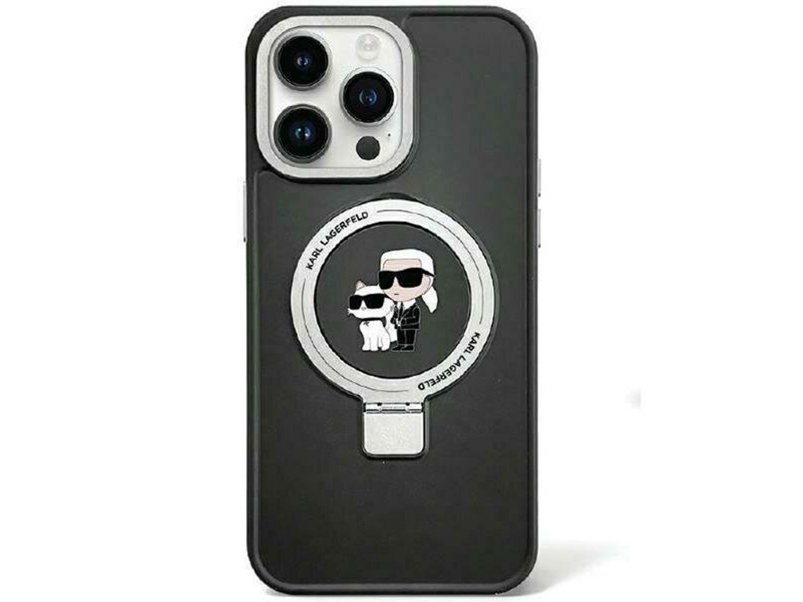 Estojo Anel Karlchoupette Magsafe para iPhone 15 Plus KARL LAGERFELD com Anel de Suporte Preto