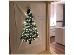 Painel Decorativo De Parede Em Tecido Com Árvore De Natal Verde, Não Inclui Luzes De Natal.-aquaforge