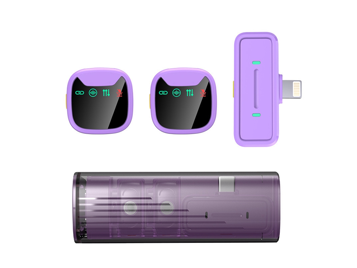Microfone de lapela sem redução de ruído Fio Lightning - Roxo - Eifson