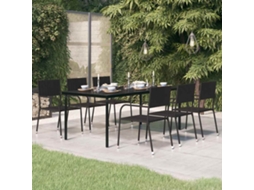 Vidaxl Mesa De Jantar Para Jardim 200x100x74 Cm Aço E Vidro Preto