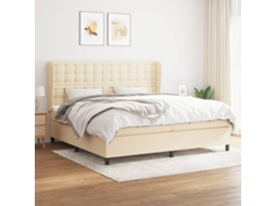 Vidaxl Cama Com Molas/colchão 200x200 Cm Tecido Cor Creme
