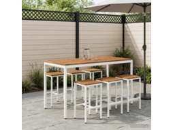 Vidaxl Mesa De Bar De Jardim Naarden Natural E Branco