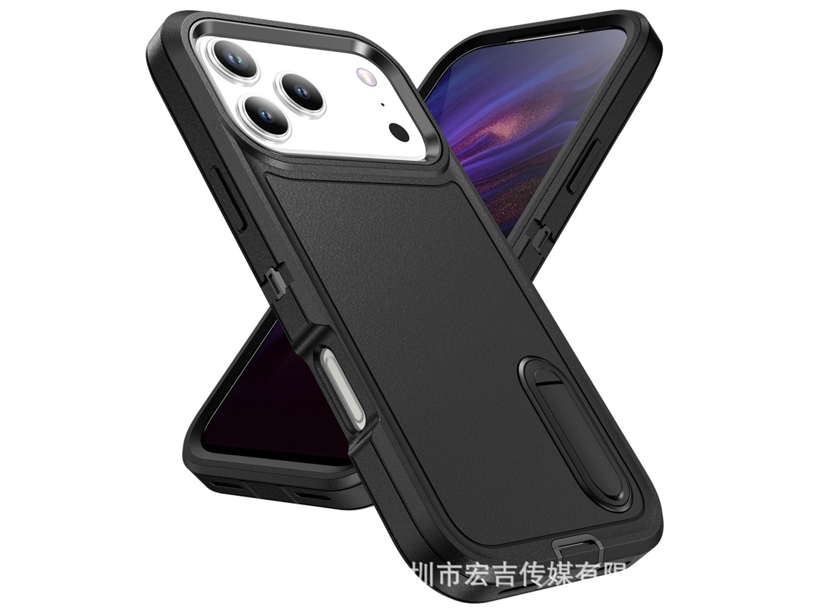 Capa Para Iphone 17 Pro Preta Preta Com Design De Tripla Segurança E Suporte Invisível Para Proteção Contra Quedas.