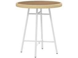 Mesa Auxiliar de Vime Aço Galvanizado e Pe Cor Natural Wood Finish 50x50x55 cm Outsunny