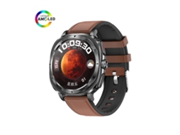 Relógio Inteligente AMOLED ET492 com Chamadas Bluetooth e NFC, Detecção de Humor (Marrom)